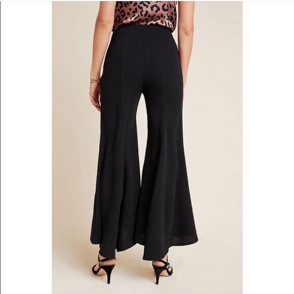 Anthropologie Zinnia Flare Trousers Black Wide Bell Bottom Pants Dramatic Size 4 - Picture 3 of 14